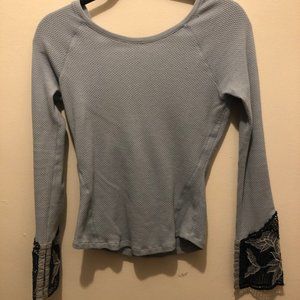 Blue Waffle Cropped Long Sleeve